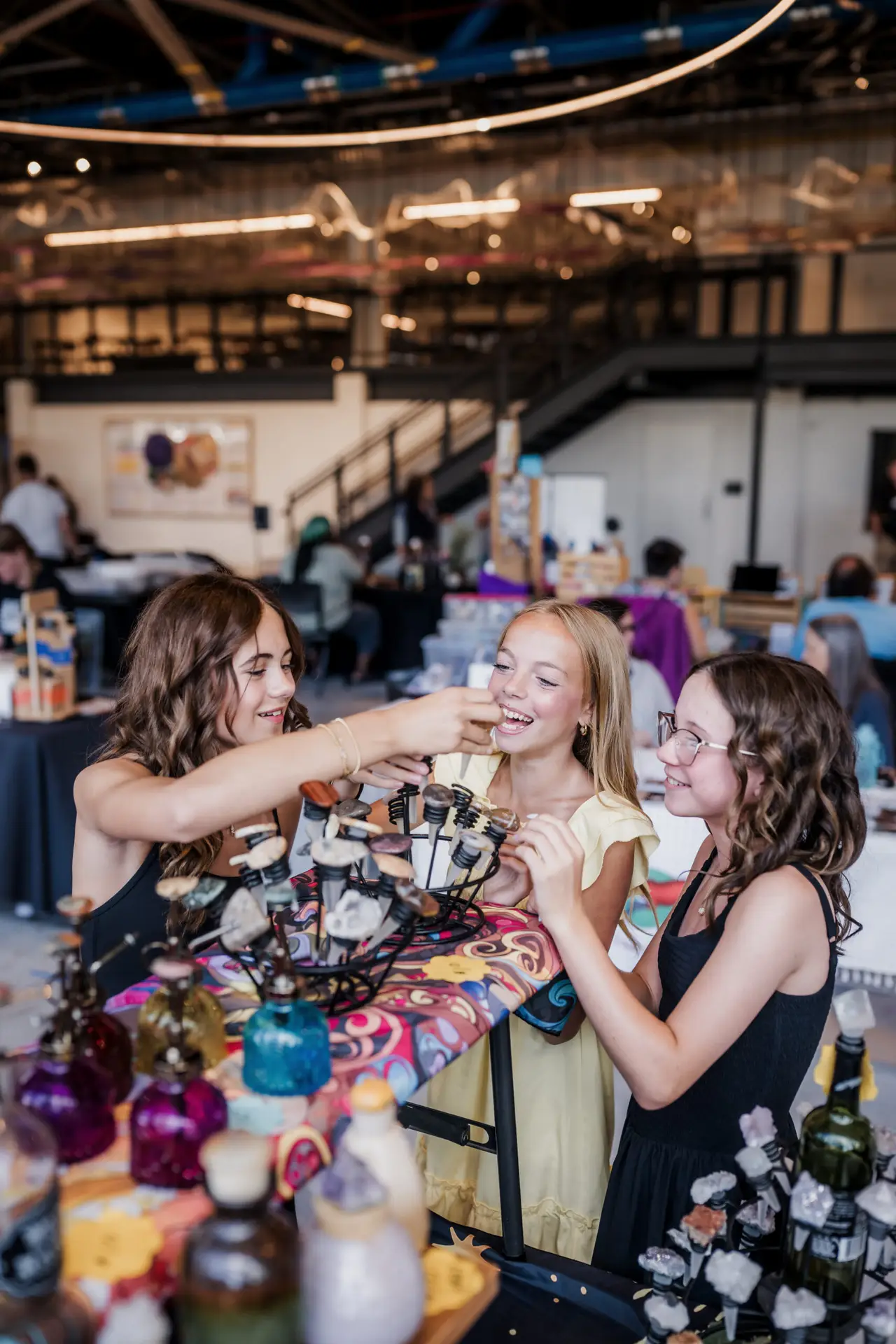 Visitors chatting inside Madison Public Market